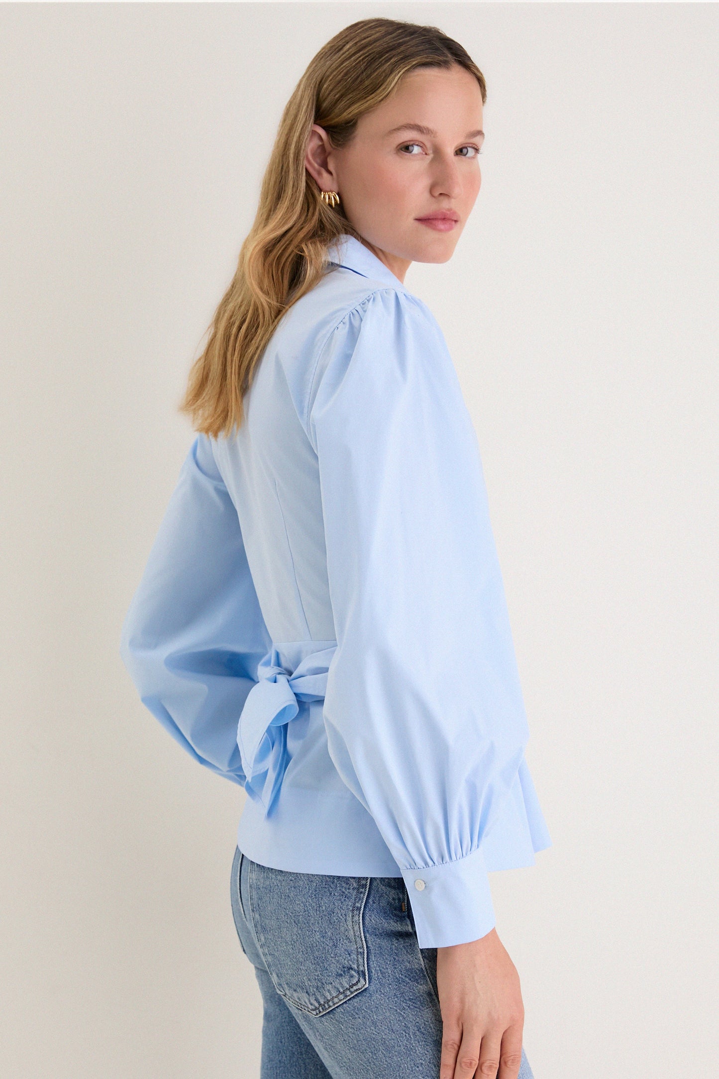 French Blue Tie Front Bow Bea Blouse