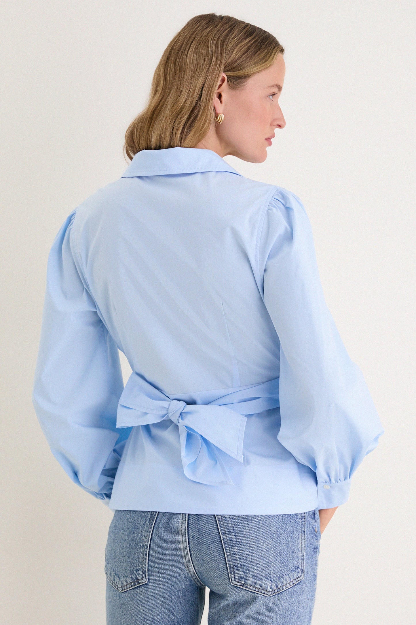 French Blue Tie Front Bow Bea Blouse