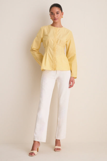 Butter Yellow Cotton Silk Arden Top