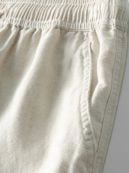Short Sleeve Knitted Waffle Cuban Shirt & Straight Leg Linen Pants