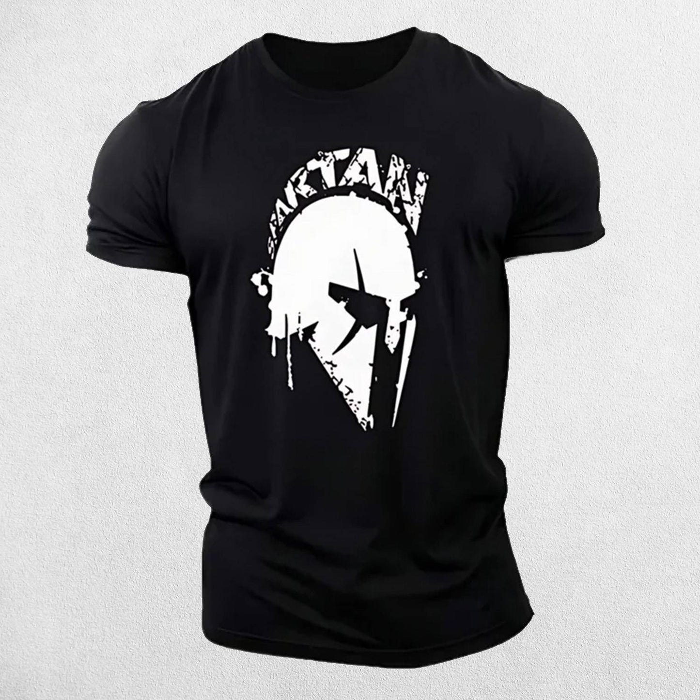 Vintage Spartan Print Men's Fitness T-Shirt - Breathable Cotton Blend