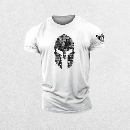 GPW 3D Printed Spartan Helmet Gym T-Shirt - Hex Camo Tough Guy Tee