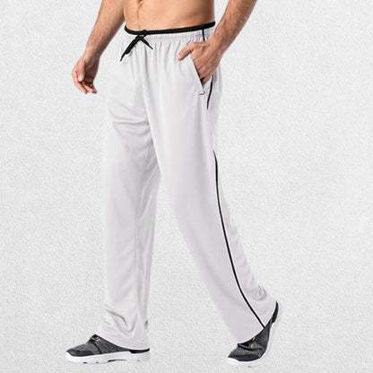 GPW Men’s Lightweight Loose Fit Open Bottom Mesh Athletic Trousers with Zipper Pockets