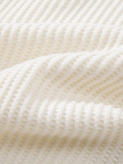 Long Sleeved Knitted Waffle Polo Shirt & Drawstring Knitted Waffle Pants
