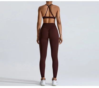 Women Sports Underwear Scrunch Push-up High Support Adjustable Thin Shoulder Strap Tank Fitness Top Seamless Workout Yoga Bras