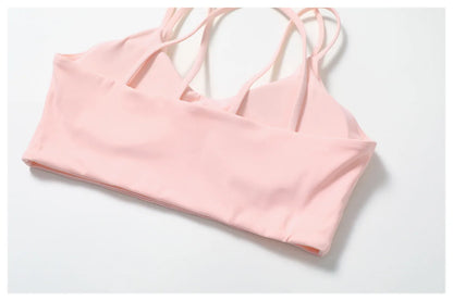 Women's Sports Bra Sexy Criss Cross Straps Back High Support Impact Yoga Underwear Running Fitness Gym Padded Bralette Tops