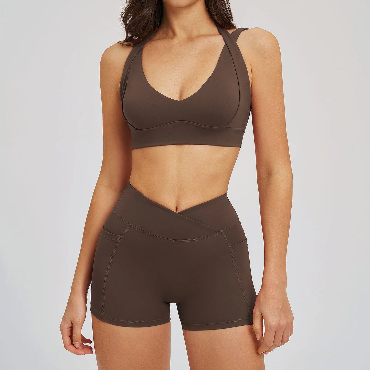 Sports Set 2 Pieces Shorts Gym Exercise Clothes Women's Yoga Suit Fitness Outfits Short Underwear Training Workout Tracksuit