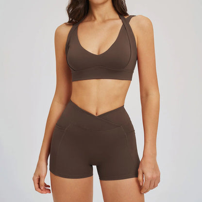 Sports Set 2 Pieces Shorts Gym Exercise Clothes Women's Yoga Suit Fitness Outfits Short Underwear Training Workout Tracksuit