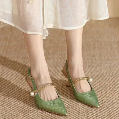 Celeste Satin Pearl Heels