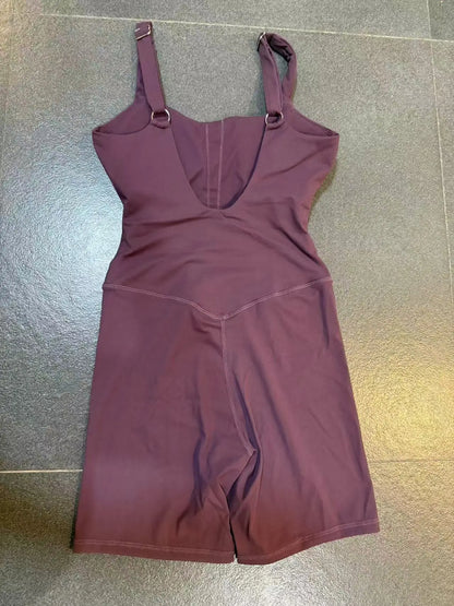 Women's Tracksuit Backless Workout Rompers Top Bodycon One Piece Halter Sleeveless Bodysuit Short Jumpsuits Push Up Sportswear