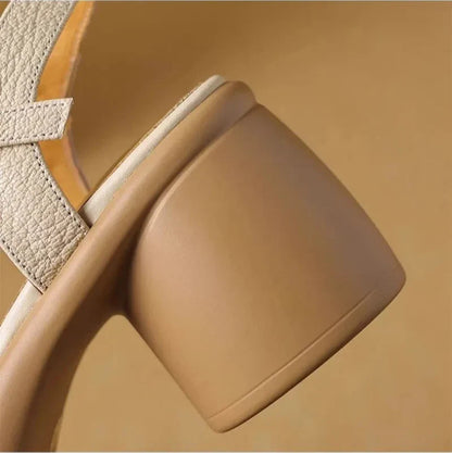 Nina Leather Sandals - Women’s Chunky Heel Summer Comfort