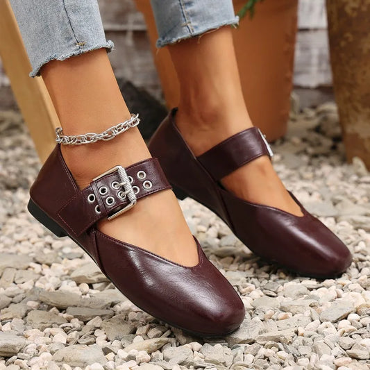 Lena Square-Toe Mary Jane Flats