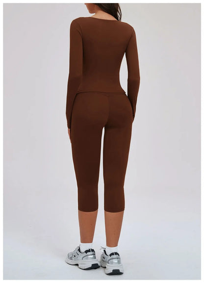 Yoga Suit 2PCS Sports Outfits Women Quick-Drying Gym Set Women Tracksuit Running Workout Long Sleeve Sports Shirt Yoga Clothing