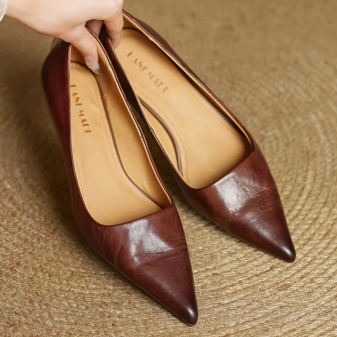 Livia Genuine Leather Pointed-Toe Pumps
