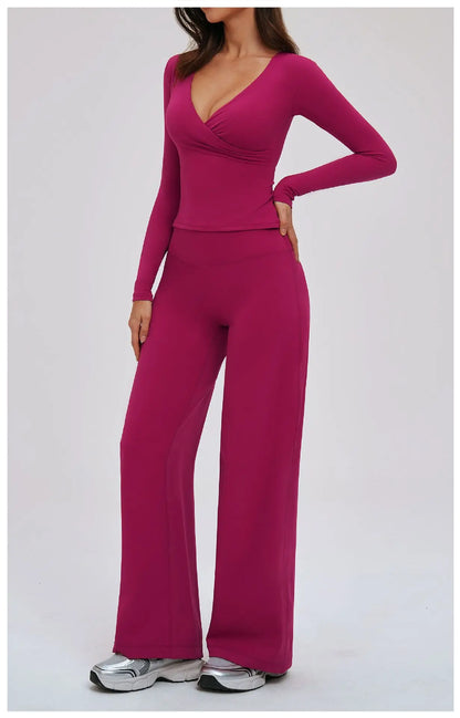 Yoga Suit 2PCS Sports Outfits Women Quick-Drying Gym Set Women Tracksuit Running Workout Long Sleeve Sports Shirt Yoga Clothing