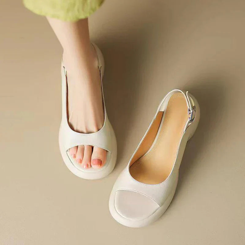 Ava Platform Sandals – Women’s Low Heel Open-Toe Slip-Ons