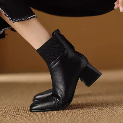 Allegra Knit-Cuff Square-Toe Mid Boots