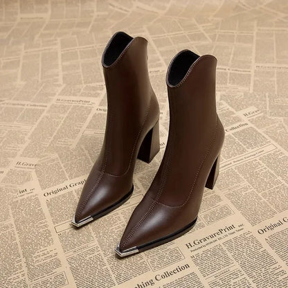 Emilia Chrome-Toe Ankle Boots