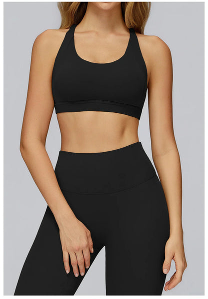 Women Tops Back Cross Strap Tank Top Push Up Underwear Running Sports Bra Breathable Soft Fitness Beauty Solid Color Yoga Bra
