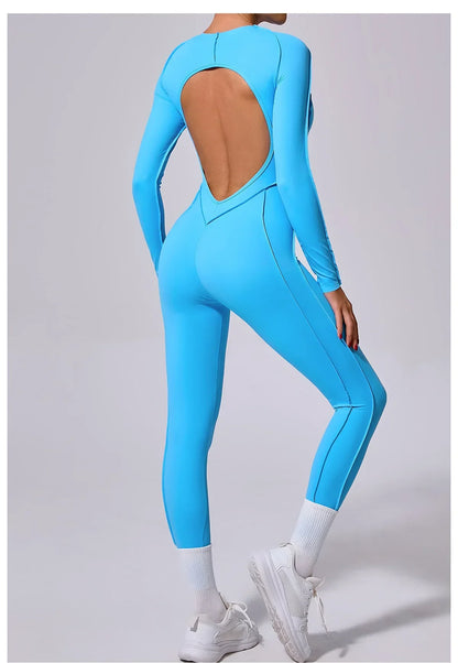 Workout Jumpsuit Sports Overalls Women Tracksuit Gym Clothing Running Long Sleeved Fitness Suits Gym Clothes Sportswear Yoga Set