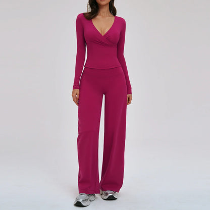 Yoga Suit 2PCS Sports Outfits Women Quick-Drying Gym Set Women Tracksuit Running Workout Long Sleeve Sports Shirt Yoga Clothing