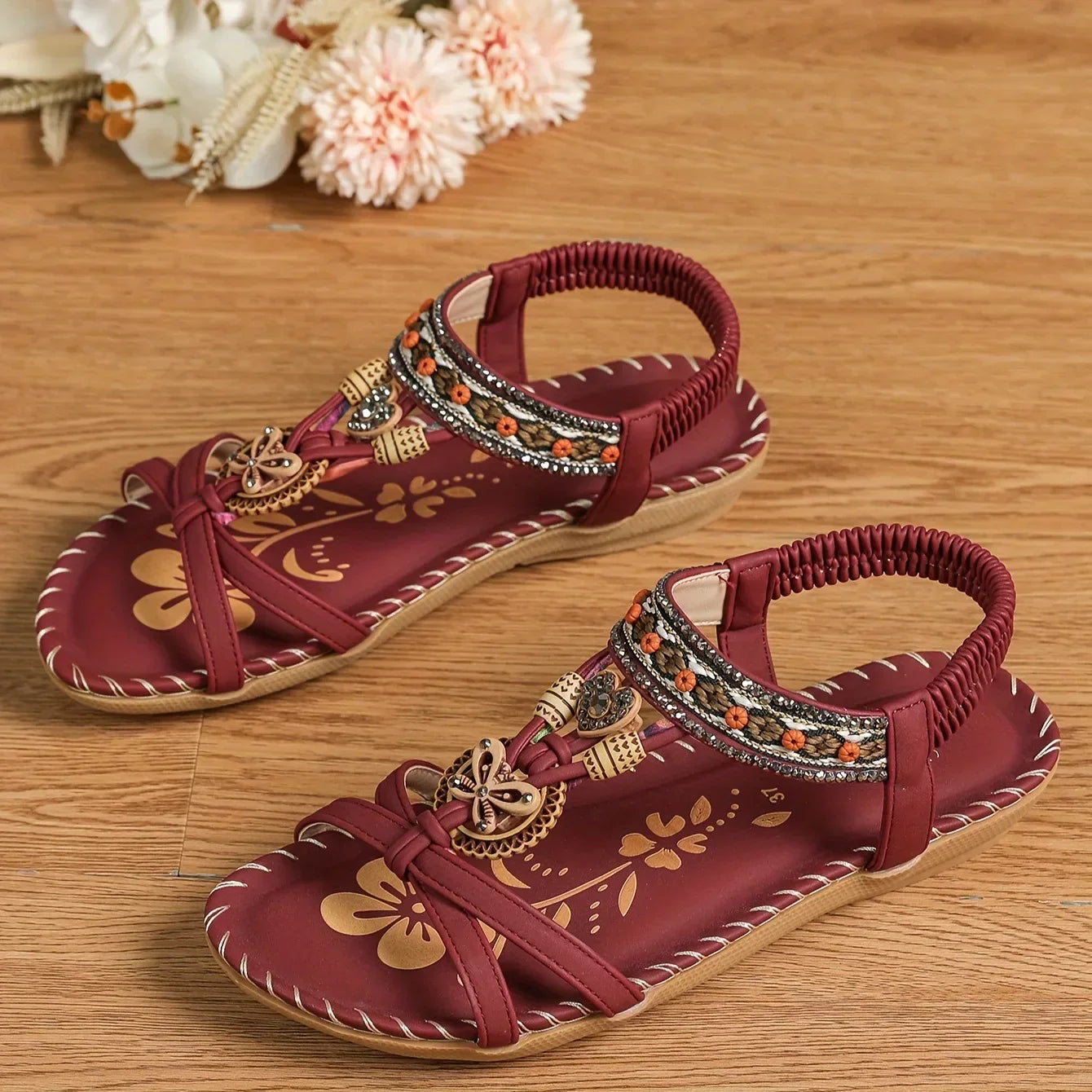 Giulia Beaded Slingback Sandals – Cushioned Footbed Slip-On