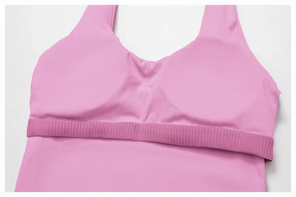 Fitness Tracksuit Yoga Set Women Outfit Gym Clothes Halter Sports Bra Matching Impact Short Skirt 2PCS Workout Sets Sportswear