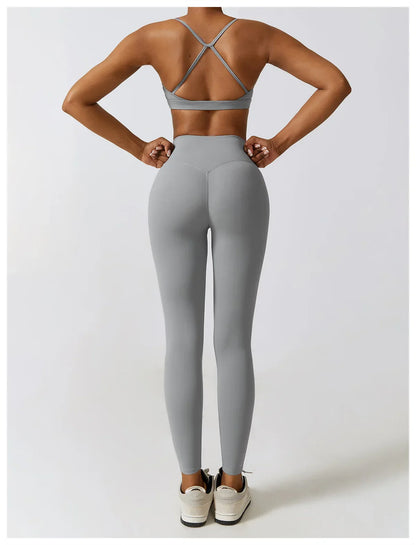 Women's Sportswear Yoga Set Workout Clothes Athletic Wear Sports Gym Legging 2/3PCS Fitness Bra Crop Top Long Sleeve Yoga Suit